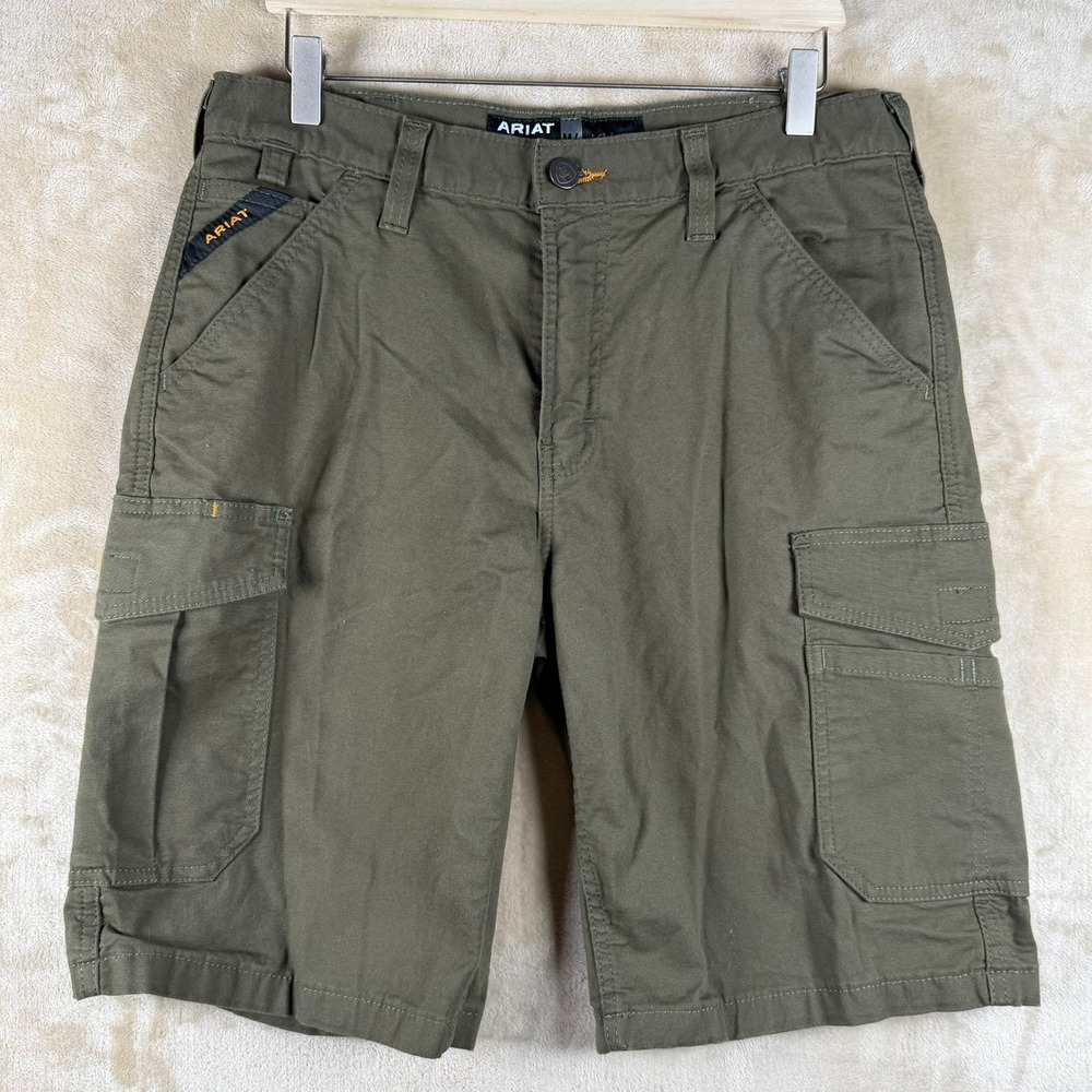 Ariat Rebar M4 Relaxed Cargo Shorts Mens 32 Olive Green Workwear Utility